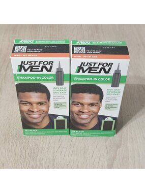 2 Just for Men Original Formula #H-60 JET BLACK Shampoo-In Hair Color